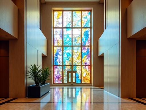 Vitral contemporáneo hotel de lujo